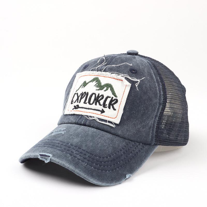 Breathable Embroidered Letter Mesh Cap With Adjustable Fit For Outdoor Sun Protection