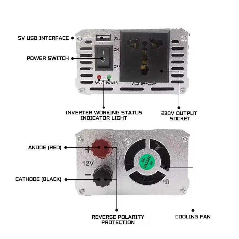 Portable Pure Sine Car Wave Inverter Dc 12 V Volt 24V To Ac 220V 220W 500W 1000W Power Bank Converter Solar Correction Wave