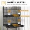 Steel and PP Bird Cage, Stacked Design with Perches, Swings and Ladders, 77x46x164 Cm, Black