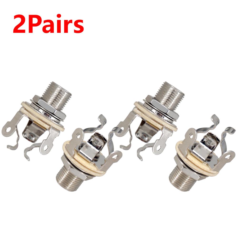 1-5Pairs Guitar Pickup 1/4 Inch 6.35Mm Output Jack Guitar Stereo Socket Parts Guitar Mono Jack Socket for Electric Guitar Bass