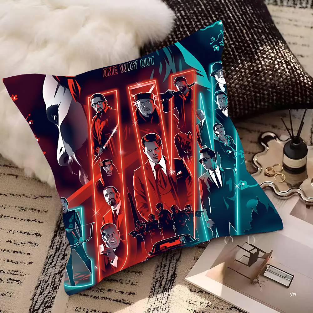 

John Wick Pillow Case Square Pillow Bedroom Sofa Leisure Comfort Cushion Car Living Room Home Decoration 16x16Inch