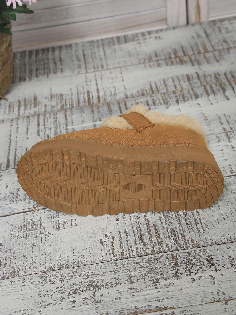 Women's Plus Size Fur Fleece One Foot Cotton Shoes Casual Short Tube Solid Color Sponge Cake Thick Soled Snow Boots Shoes 36-42