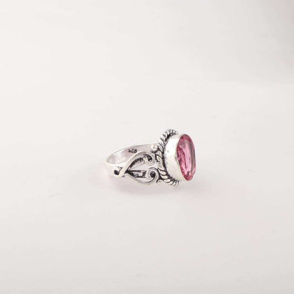 Natural Pink Tourmaline Gemstone 925 Solid Silver Jewelry Handmade Ring For Her RR-8-18