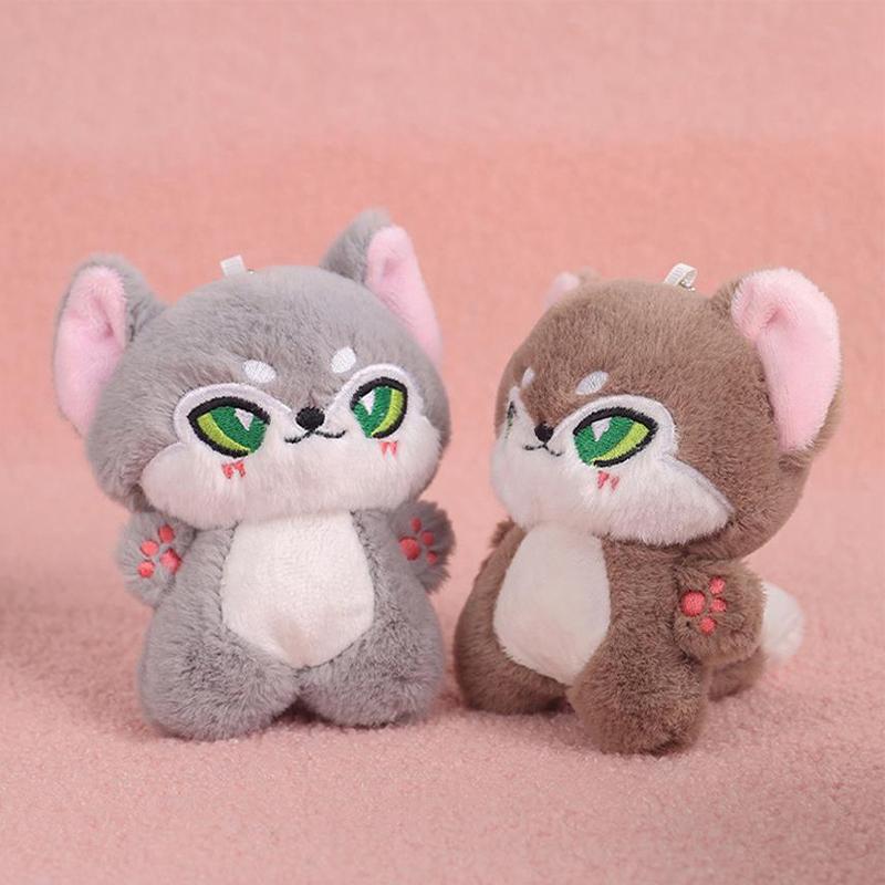 Soft Animal Wolf Plush Doll Keychain Cute Emotion Wolf Toy Stuffed Lovely Key Ring Women Girl Kids Birthyday Gift