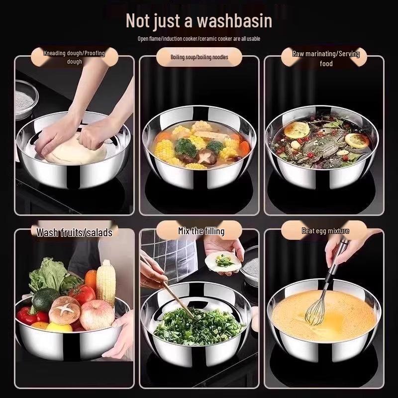 Newcomer Discount: Thickened Stainless Steel Mixing Bowl & Soup Pot for Kitchen