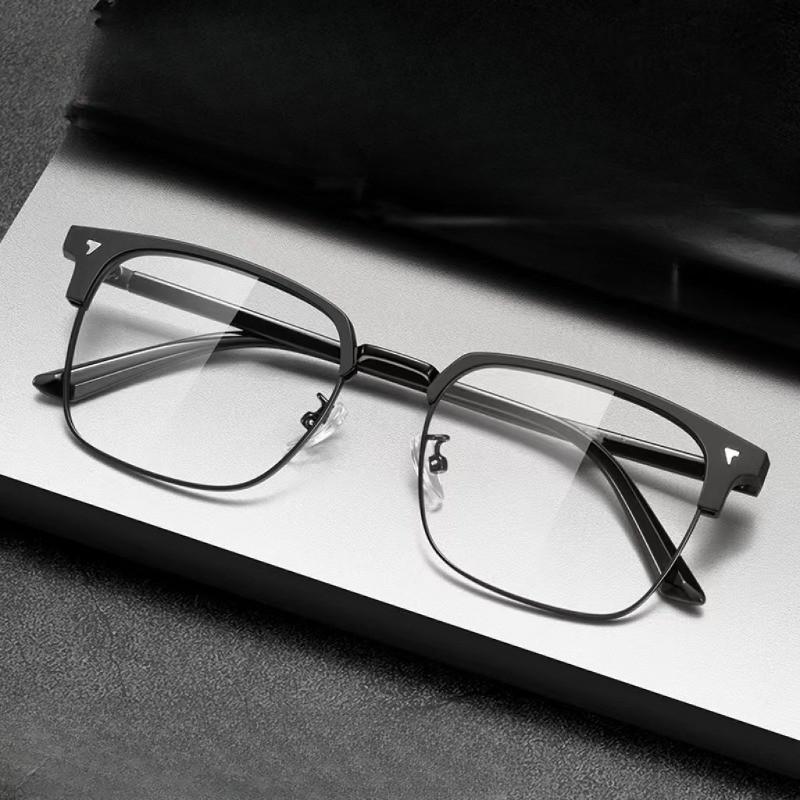 Men's High-definition Anti Blue Light Glasses - Retro Transparent Lens Full Frame Design Fashionable Unisex Glasses