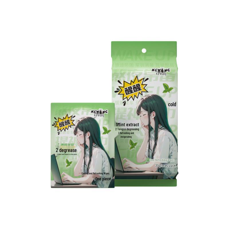 Mint Cooling Cleansing Wipes - Portable Individually Wrapped Refreshing Wet Wipes
