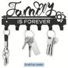 Vintage Black Metal Key Hook with Floral Design Customizable Text Farmhouse Wall Organizer for Keys and Coats Home Decor