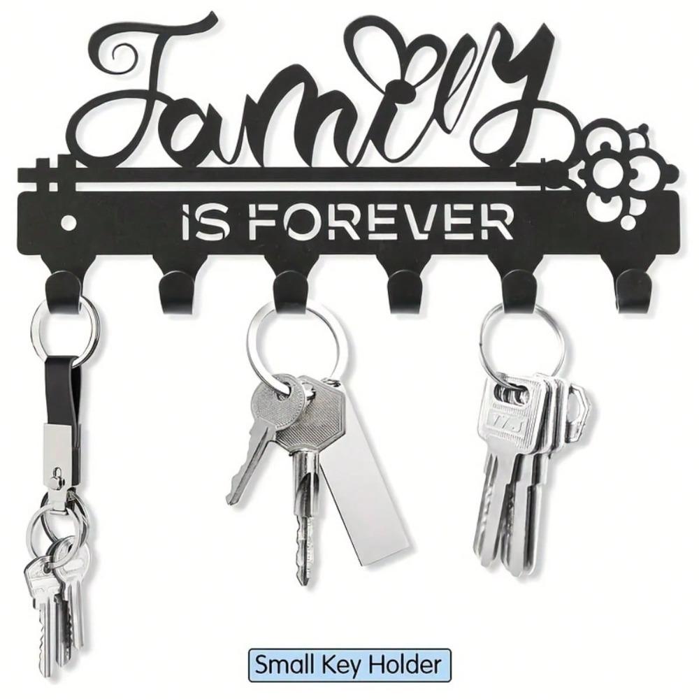 Vintage Black Metal Key Hook with Floral Design Customizable Text Farmhouse Wall Organizer for Keys and Coats Home Decor