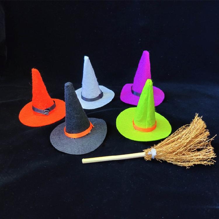 Kleine Hexenhüte für Bastelarbeiten Mini-Hexenhut-Dekoration Mini-Hexenhüte und Mini-Besen