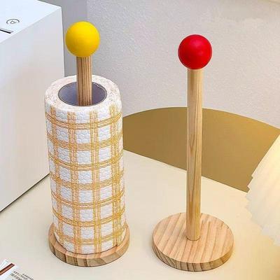 Portarrollos de Papel Higiénico de Madera Sin Taladro Almacenamiento de Cocina Colgador de Servilletas Accesorios de Baño Soporte Vertical Antideslizante para Servilletas Estante para Servilletas