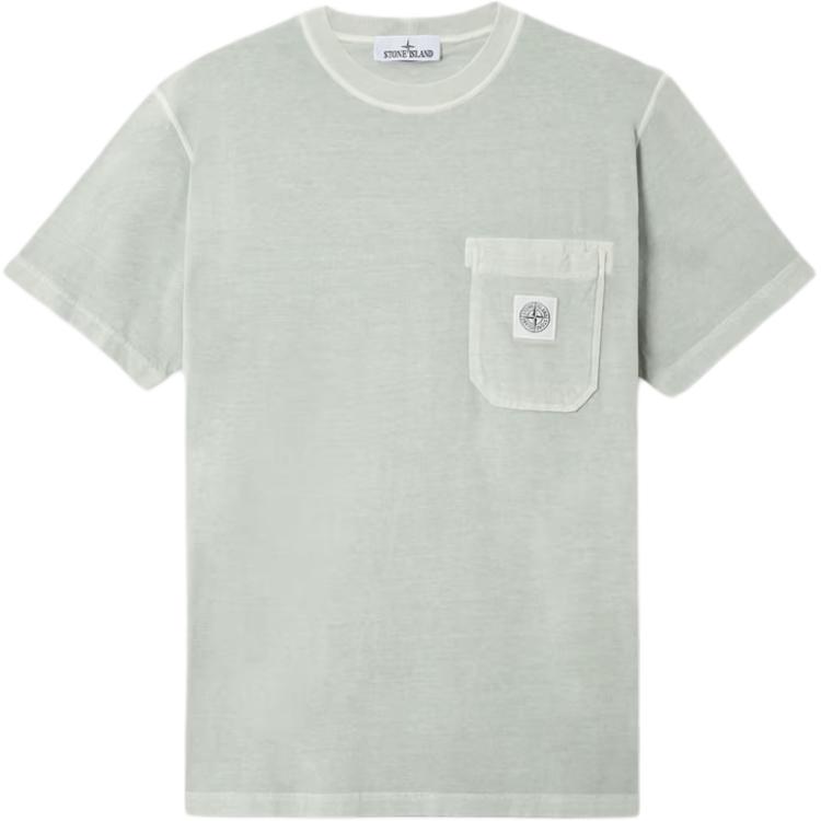 

Stone Island Solid Color Crew Neck Pocket Slim Fit T-Shirt Men Tops Green Gray K1S152100219S0057-V0166 M