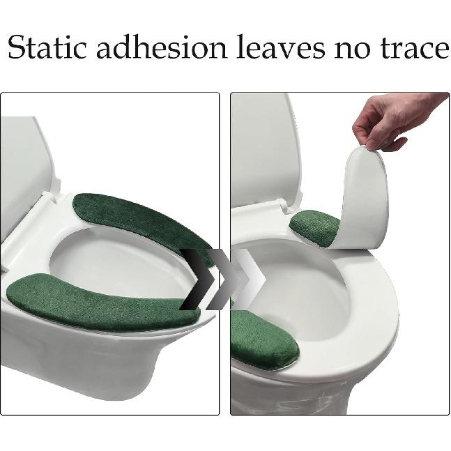 Thick and Warm Toilet Seat Cover, Self-Adhesive Toilet Seat Cushion Cover, Reble Washable Toilet Seat Cover Pad for Winter Bathrooms, Comfortable