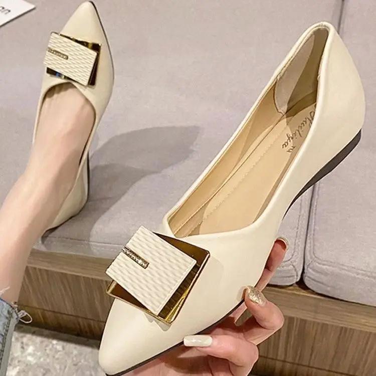 Fashion Office Pointed Toe Women's Flat Shoes Low Price Ladies Footwear Luxury Brand Chic and Elegant Lastest 2025 Summer Dress Y2k Shoe