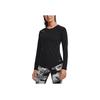 Under Armour Casual Round Neck Running Training Long Sleeve T-Shirt Women Tops Black 1368179-001