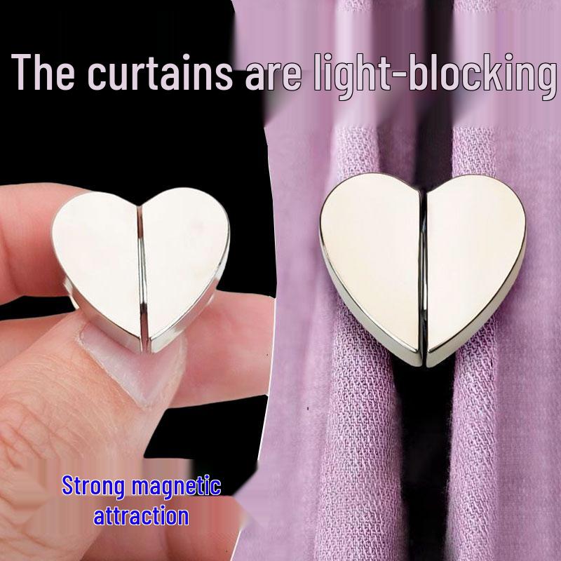 Heart-Shaped Magnetic Curtain Buckle - Strong Metal Closure & Light Leak Prevention