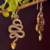 Snake earrings, cobra earring, python earring, snake hoops, gift, long earrings, snake brass earring, snake jewelry