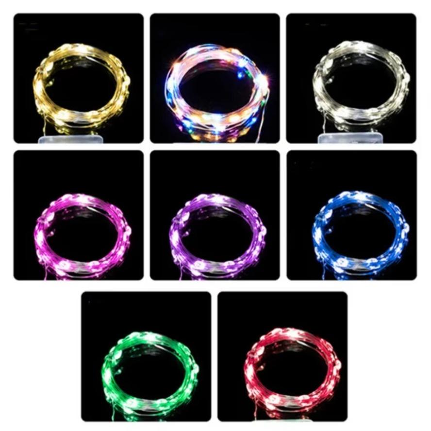 10PCS 10/20M Fairy Lights Měděná stříbrná drátěná krabička na baterie LED řetězová světla pro vánoční ložnici Party Svatební dekorace Dárky