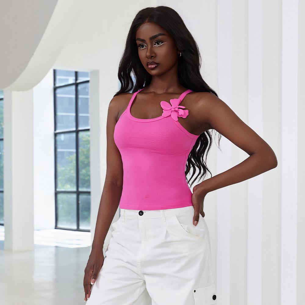 Women s Hot Girl Sexy Blue Bow Spaghetti Strap Crop Top XL фуксия