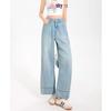 Women's Light Blue Tencel Wide-Leg Cropped Jeans, Summer Thin, Plus Size & Petite, High Waist, Drapey Style