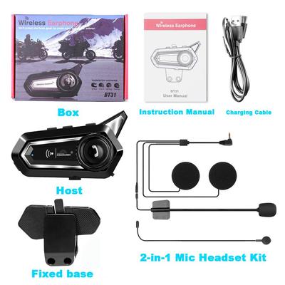 BT31 Motosiklet Kask Kulaklık Bluetooth 5.0 Kablosuz Su Geçirmez Kulaklık El Feneri ile Otomatik Handsfree Çağrı Cevaplama