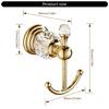 Golden Crystal Embellished Hanger Easy Installation Wall Mounted Modern Hook for Bathroom Kitchen Washroom