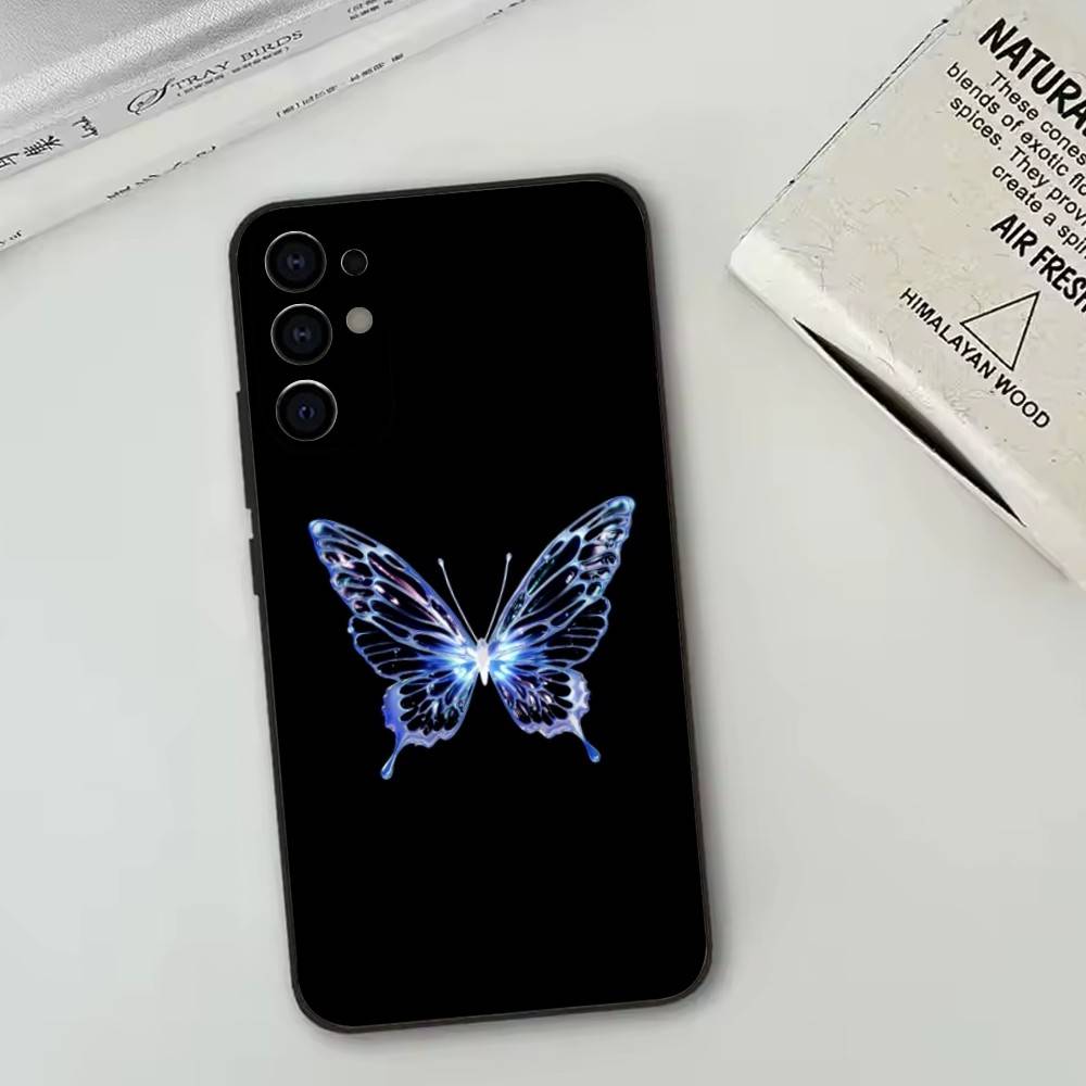 Fluorescent Butterfly   Phone Case For Samsung S25,S24,S21,S22,S23,S30,Ultra,S20,Plus,Fe,Lite,Note,10,Black Cover
