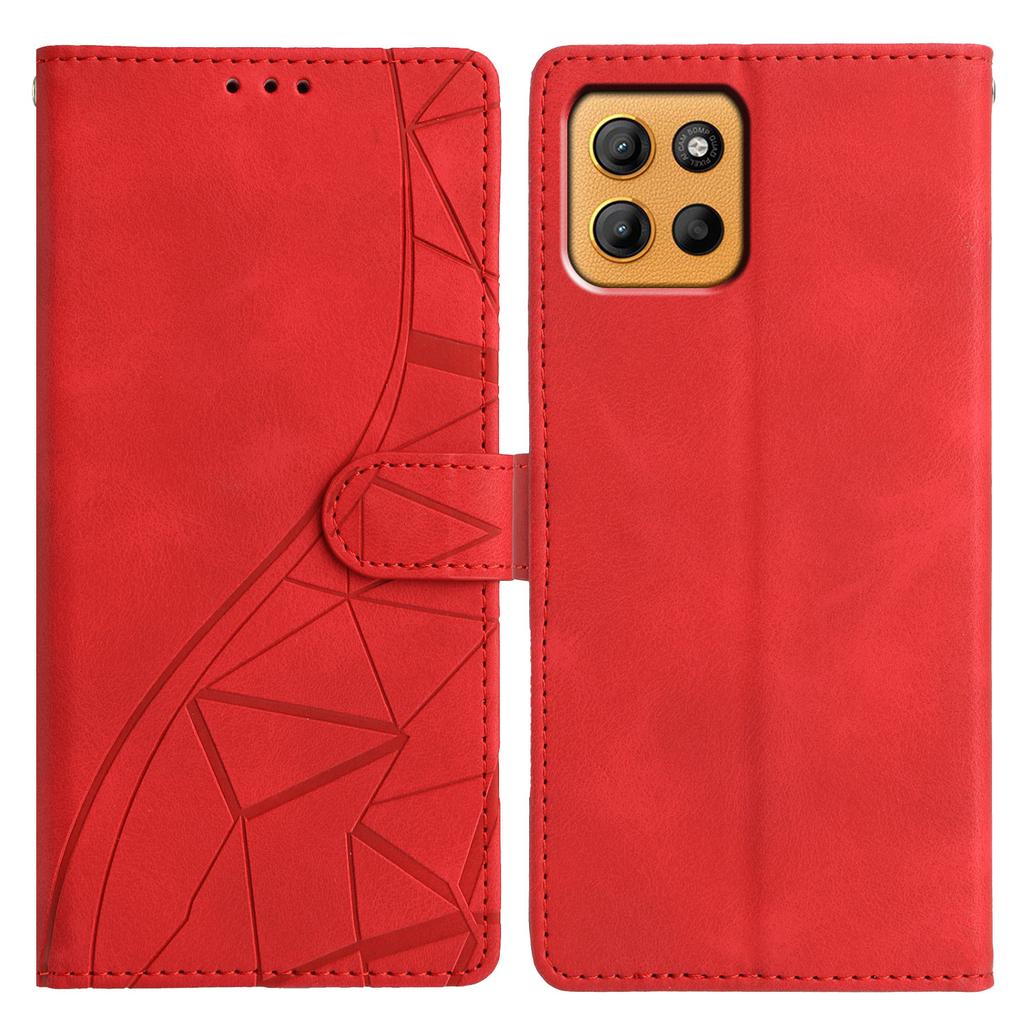 For Motorola Moto G15 4G Case Wallet Stand Imprinted Triangle Pattern Leather Phone Flip Cover