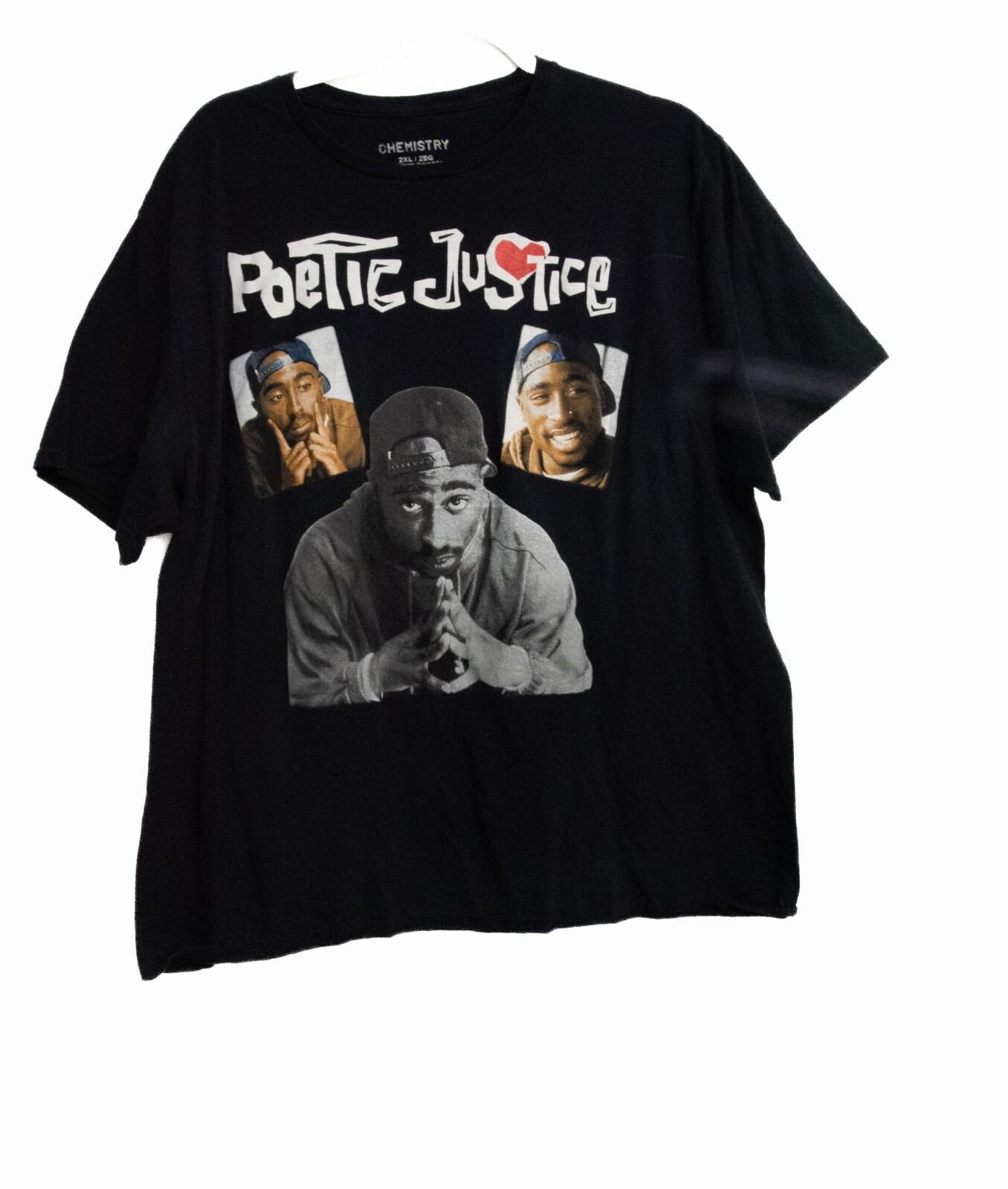 Chemistry Mens Black Cotton T-Shirt Tupac Poetic Justice Short Sleeve 2XL S
