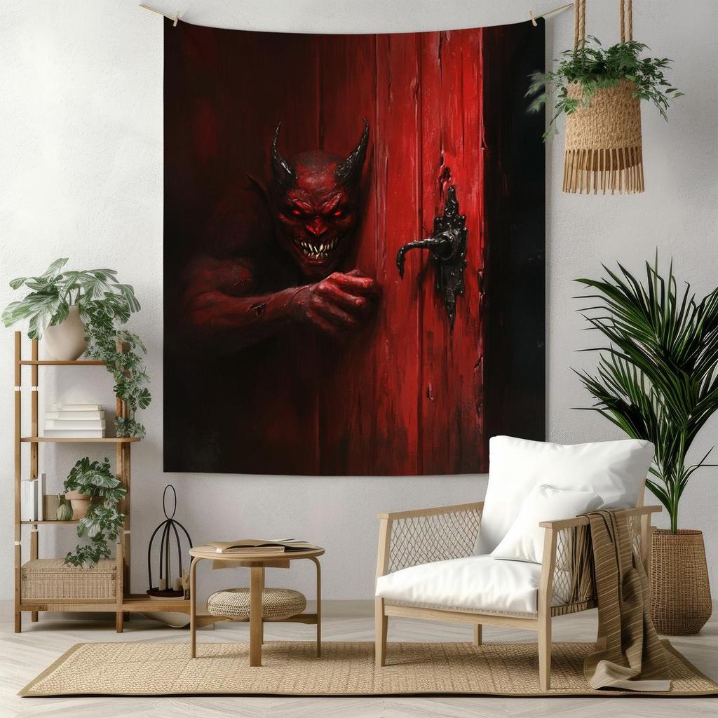 Spartan Warrior Tapestry Ancient Greek Warrior Wall Hanging Gothic Black and Red Aesthetic Bedroom Living Room Home