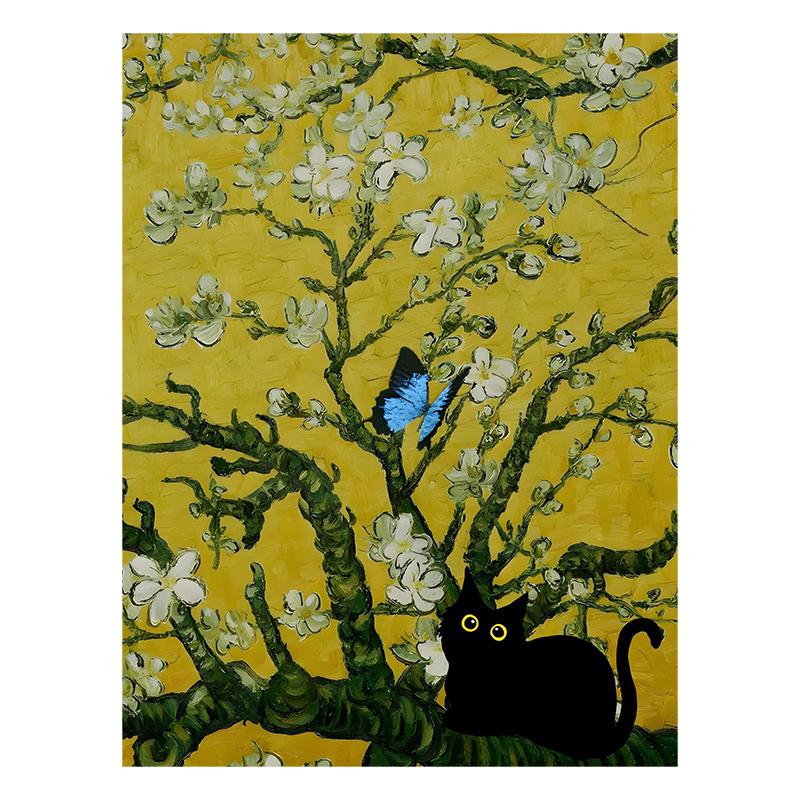 Van Gogh Black Cat Sunflowers Funny Art Matisse Monet Canvas Painting Posters And Prints Wall Pictures For Living Room Decor