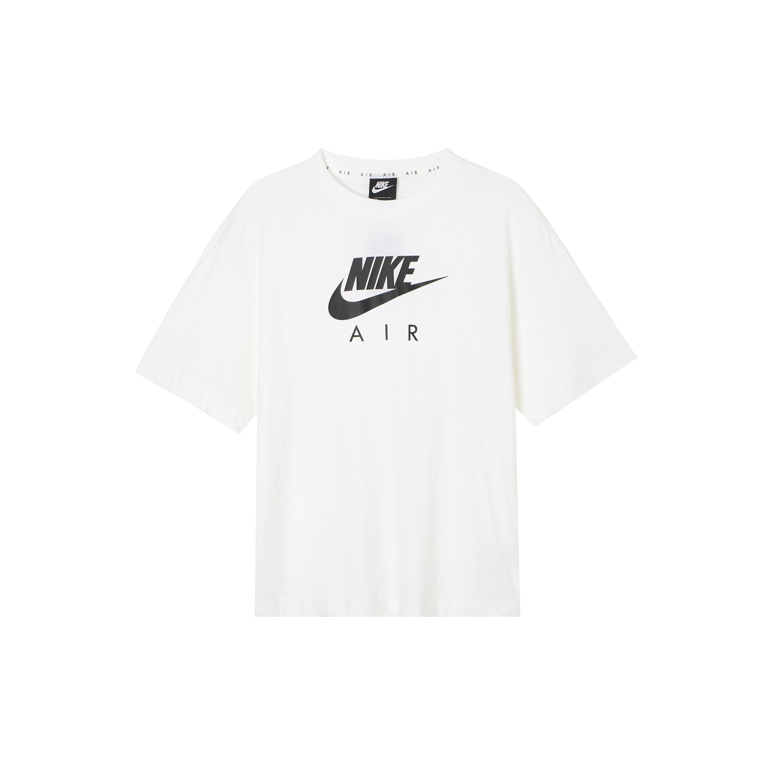 (WMNS) Nike Air Alphabet Logo Printing Sports Round Neck Pullover Short Sleeve White T-Shirt Women s CJ3106-100 M