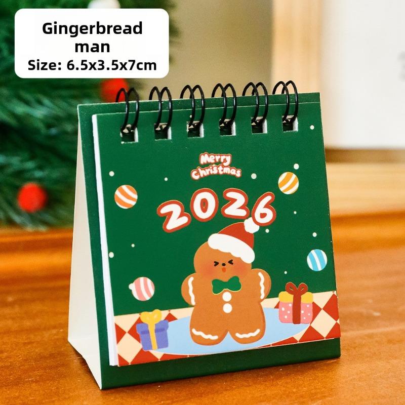 

2026 Різдвяний міні настільний календар, настільний календар, фото та предмет для демонстрації, милий різдвяний міні настільний календар у подарунок Gingerbread man