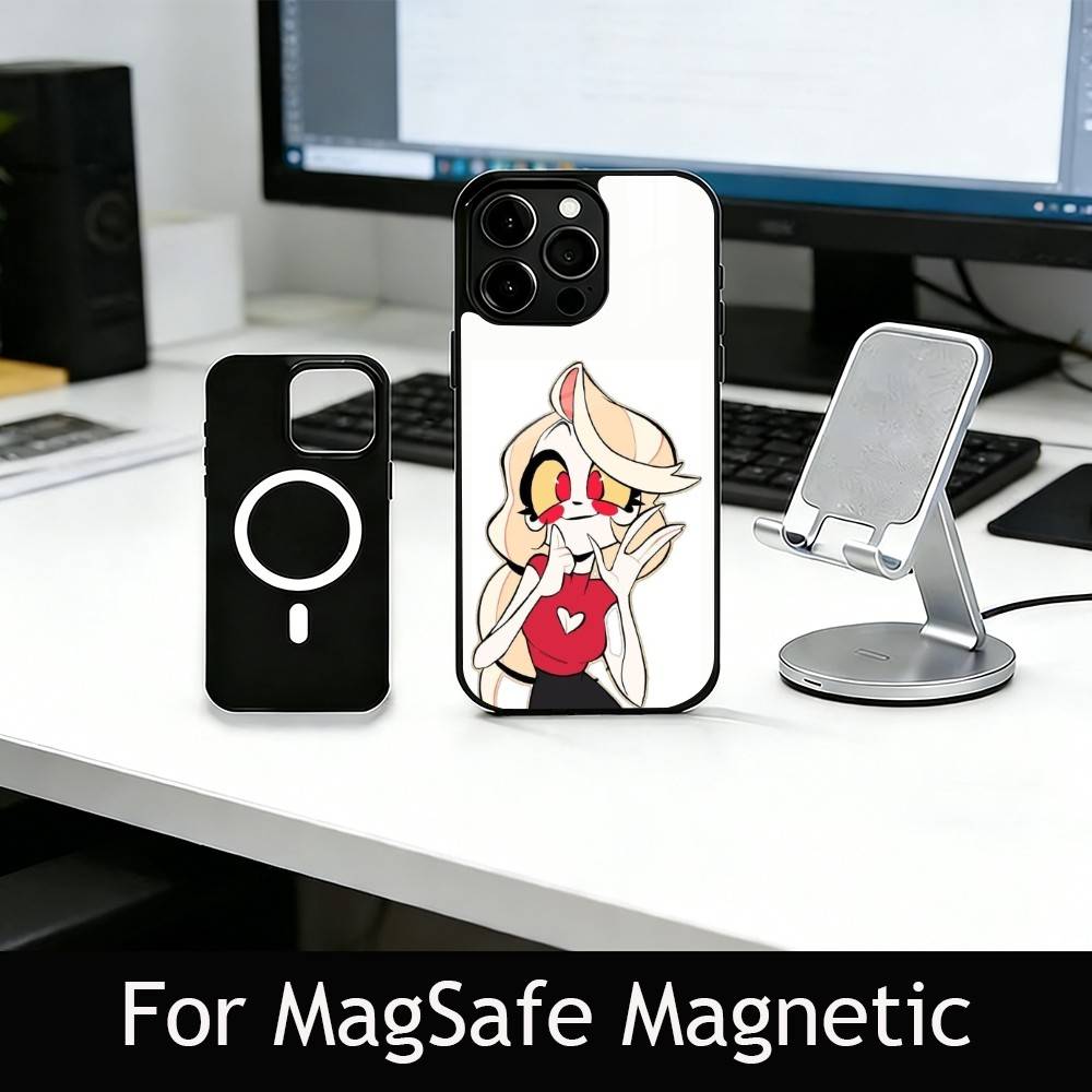 H-Hazbin C-Charlie Phone Case For iPhone17,16,15,14,13,12,11 Plus,Pro Magnetic with Magsafe Wireless Charging
