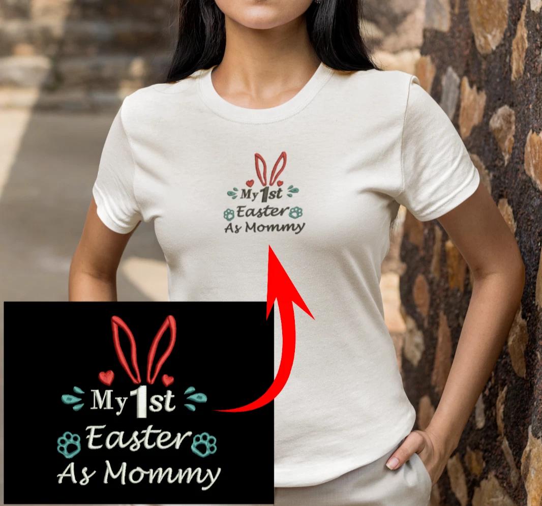 Embroidered My 1st Easter As Mommy T Shirt, Mothers Day Women Tee, Easter Tee XL