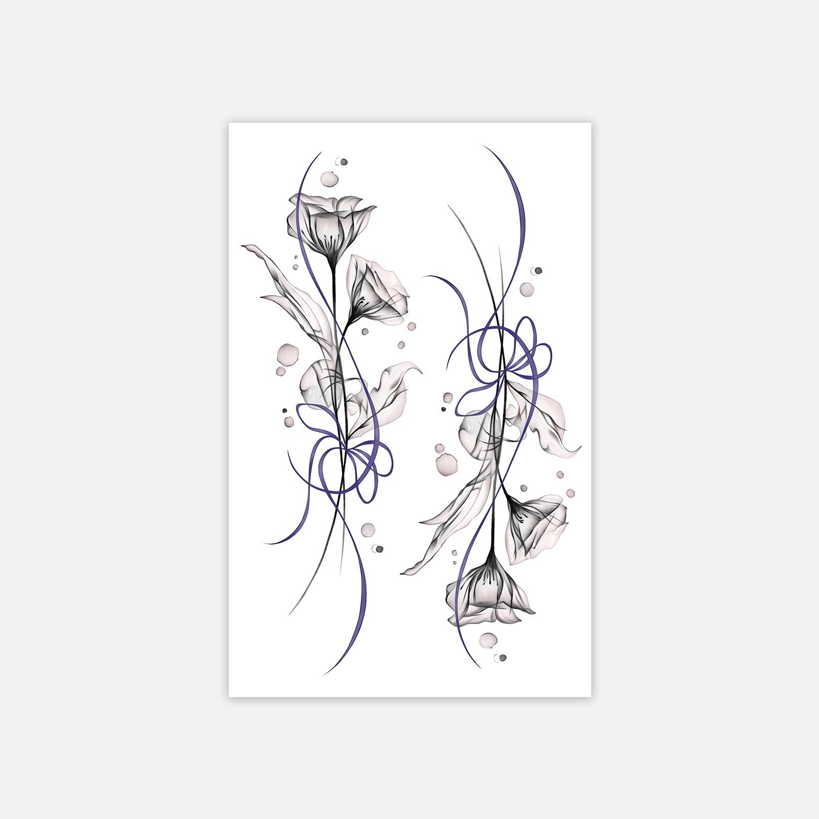 

Ink Rose Tattoo Sticker Waterproof Female Lasting Senior Feeling Arm Sexy Tattoo Sticker 12*19