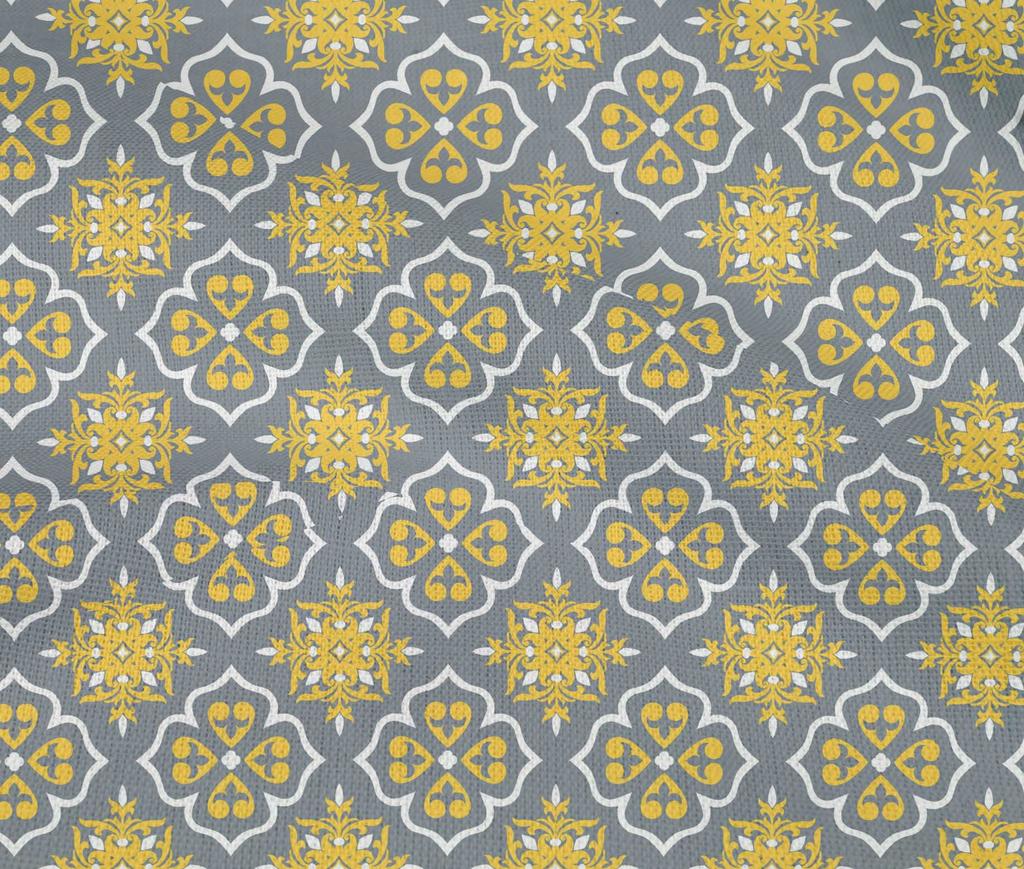 oneOone Cotton Flex Gray Fabric Floral & Tiles Moroccan Sewing Material Print Fabric By The Yard 40 Inch