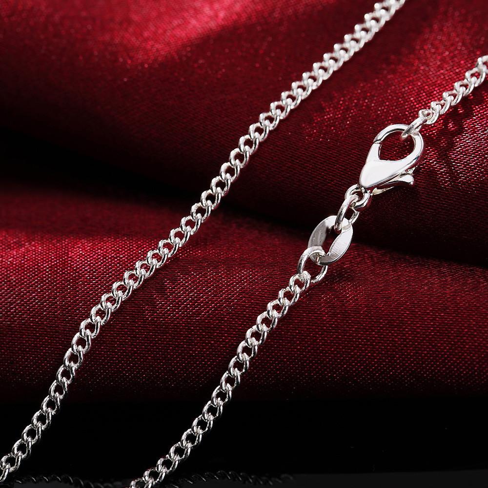 1PC 2MM, 16inch-30inch Chain Jewelry, Silvery Flat Curb Chain Necklaces For Men And Women