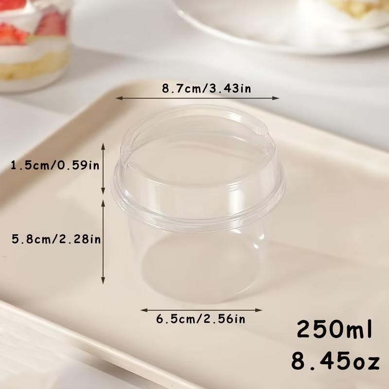 10pcs Round Pudding Cups With Lids And Spoons Transparent Mousse Cake Boxes Yogurt Cups For Birthdays Graduation Seasons Parties
