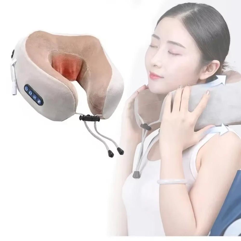 Heating Function Electric Neck Massager Vibration Massage Kneading Massage Pillow  Car Travel