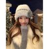 Three-dimensional Camellia Knitted Wool Hat Women's Winter Thickened Warm Pile Cold Hat Ins Show Face Small Ear Protection Hat