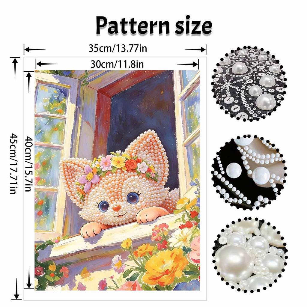 Disney Pearl Painting Painting Kit Cat With Flowers Home Decor Handmade Gift Pearl Art