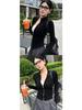 Retro Stand Collar Slim Fit Double Zipper Long Sleeve Women's Waist-Cinching T-Shirt