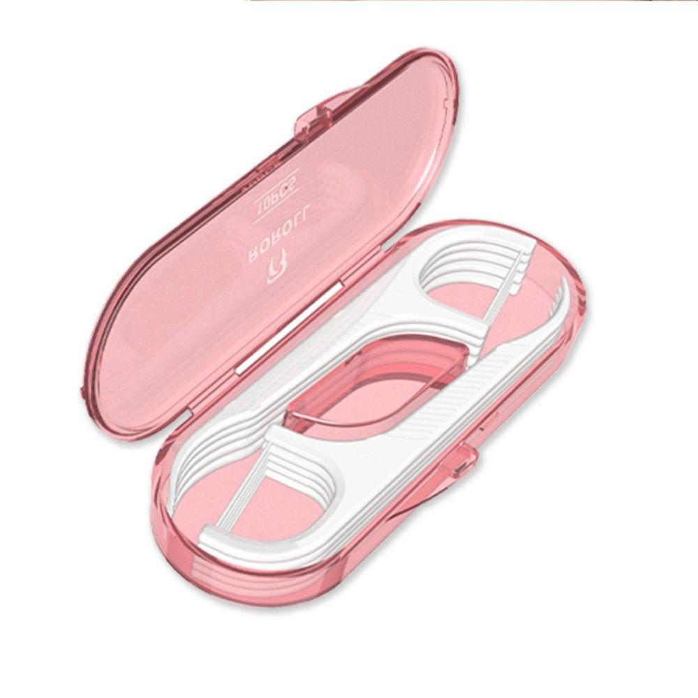 

10 Pcs/box Plastic Teeth Floss Storage Box Dustproof Floss Pick Dispenser Floss Toothpick Set Home розовый