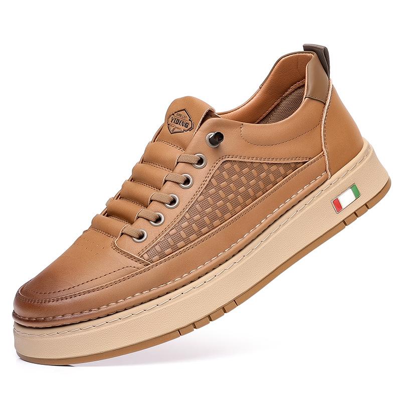 Men's shoes 2025 men's sports and leisure leather shoes breathable soft baseplate shoes business foot set