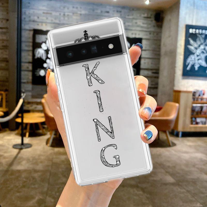 Für Google Pixel 10 Pro 10A Handyhülle Pixel 9 Pro XL Pixel 8 Pro 9A 8A 7A 7 6A 6 Pro Weiche Hülle Paar Cartoon Krone König Königin