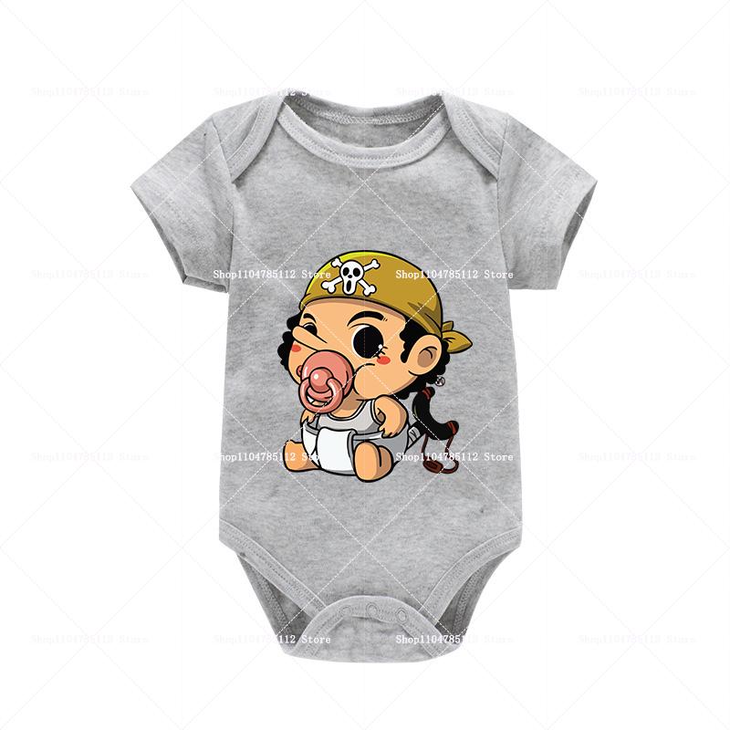 One Piece Baby Krabbelkleidung Neugeborene Baumwollkleidung Luffy Niedliche Anime Figur Strampler Krabbel-T-Shirts Hautfreundliche Strampler Geschenk