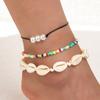 4PC Summer Fashion JHand-knitted Ladies Beach Crushed Stone Chain Boho Shell Charm Ankle For Women Bracelet On The Leg Jewelry