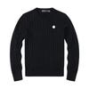 Women's V-Neck Cable Knit Cardigan with Horse Logo Embroidery - Pure Cotton, Long Sleeve, Casual Style.