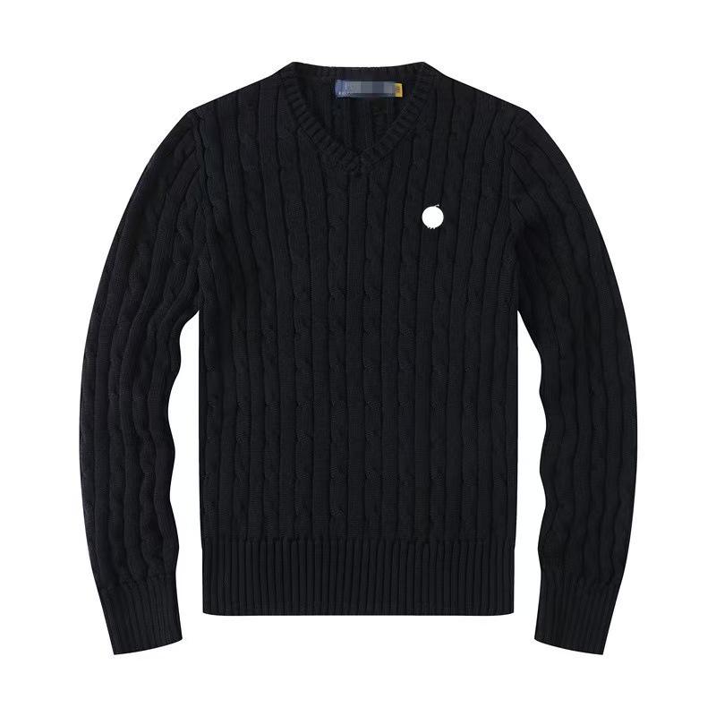 Women's V-Neck Cable Knit Cardigan with Horse Logo Embroidery - Pure Cotton, Long Sleeve, Casual Style.
